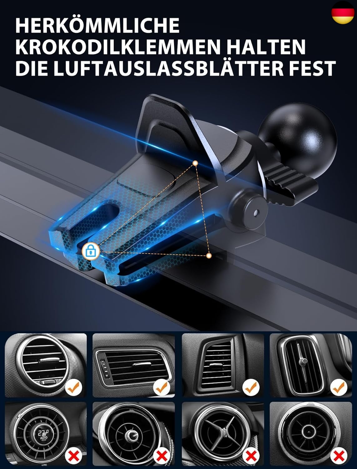 Handyhalterung Auto Mit 15W Wireless Charging - Induktives Laden & Klemmautomatik