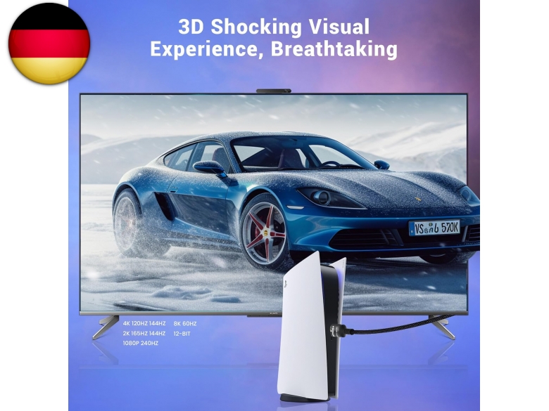 8K HDMI 2.1 Kabel – 5 Meter, 48 Gbps, Ultra HD, Compatibel Met PS5, 8K@60Hz, 4K@120Hz, EARC, HDR10+